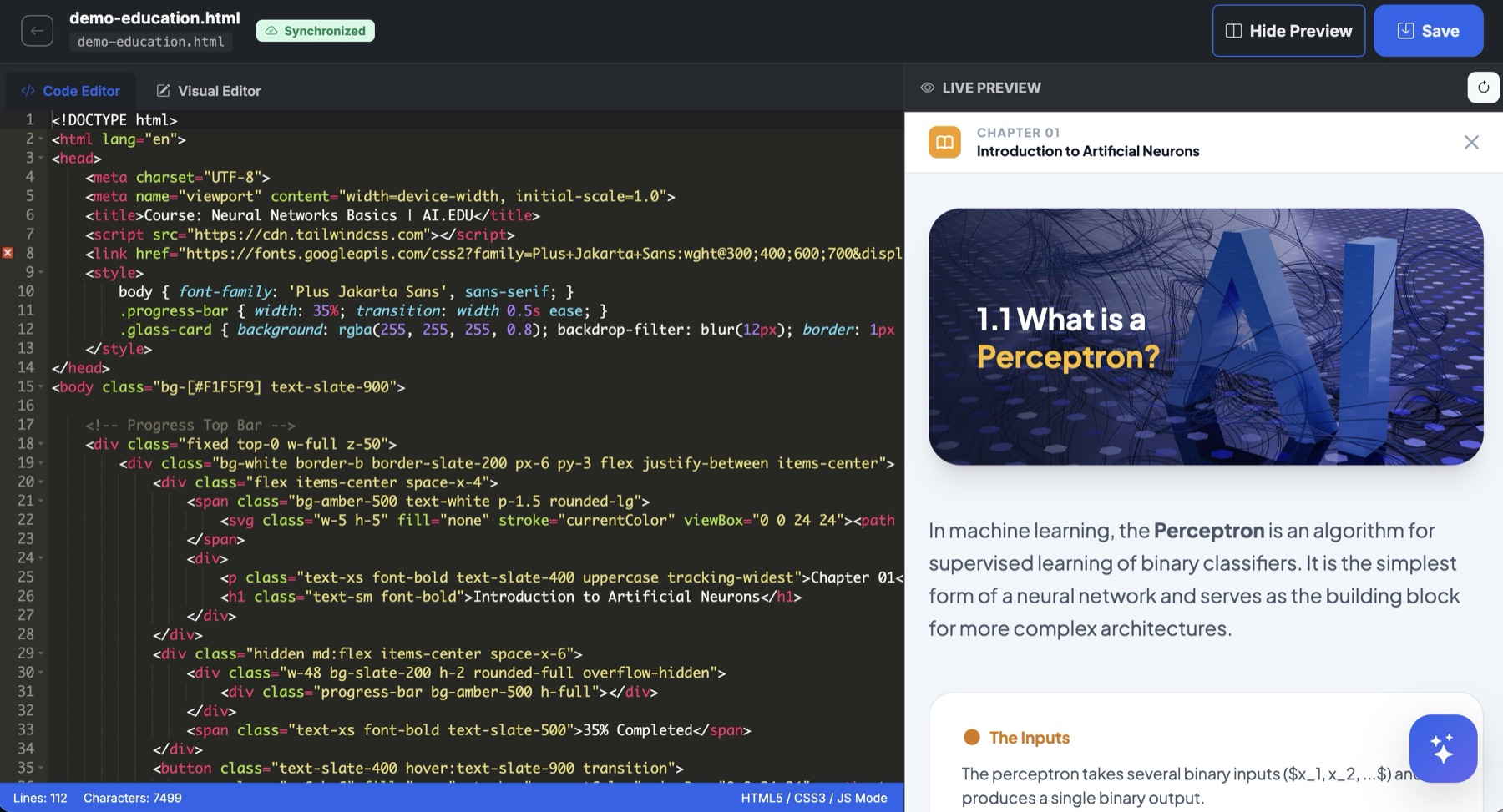 Live code editor